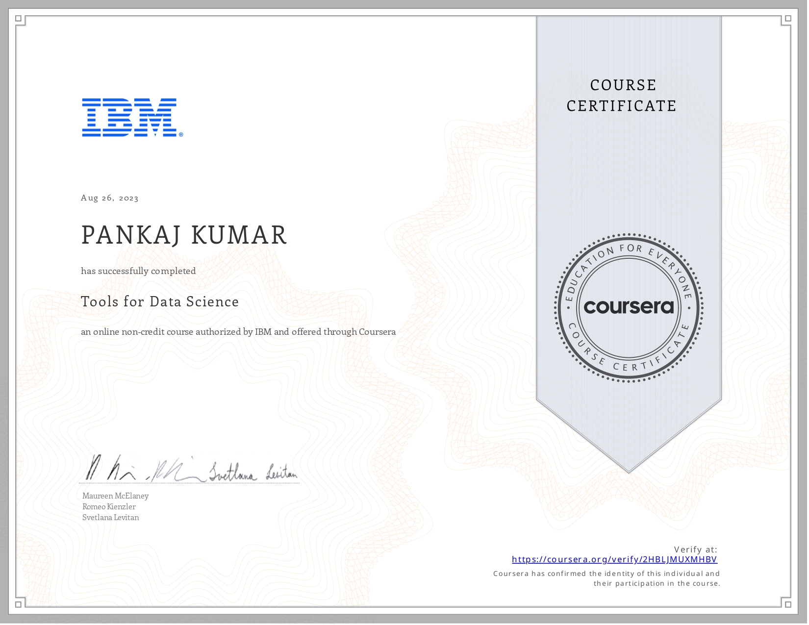 Tools for Data Science Certificate
